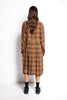 LA LUNA TEE DRESS - MID LENGTH LONG SLEEVE TAN CHECK DRESS