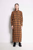La Rosa Dress - Full length long sleeve collared dress in brown check