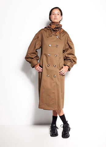 East Element Trench - Doubled breasted trench in tobacco
