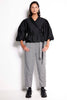 Dynasty Belted Pant - Black stripe belted denim trouser
