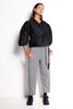 Dynasty Belted Pant - Black stripe belted denim trouser