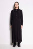La Rosa Dress - Full length long sleeve collared dress in black