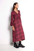 BOW TIE DRESS - FULL LENGTH V-NECK FLUTE SLEEVE DRESS