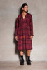 LA LUNA TEE DRESS - MID LENGTH LONG SLEEVE PINK CHECK DRESS