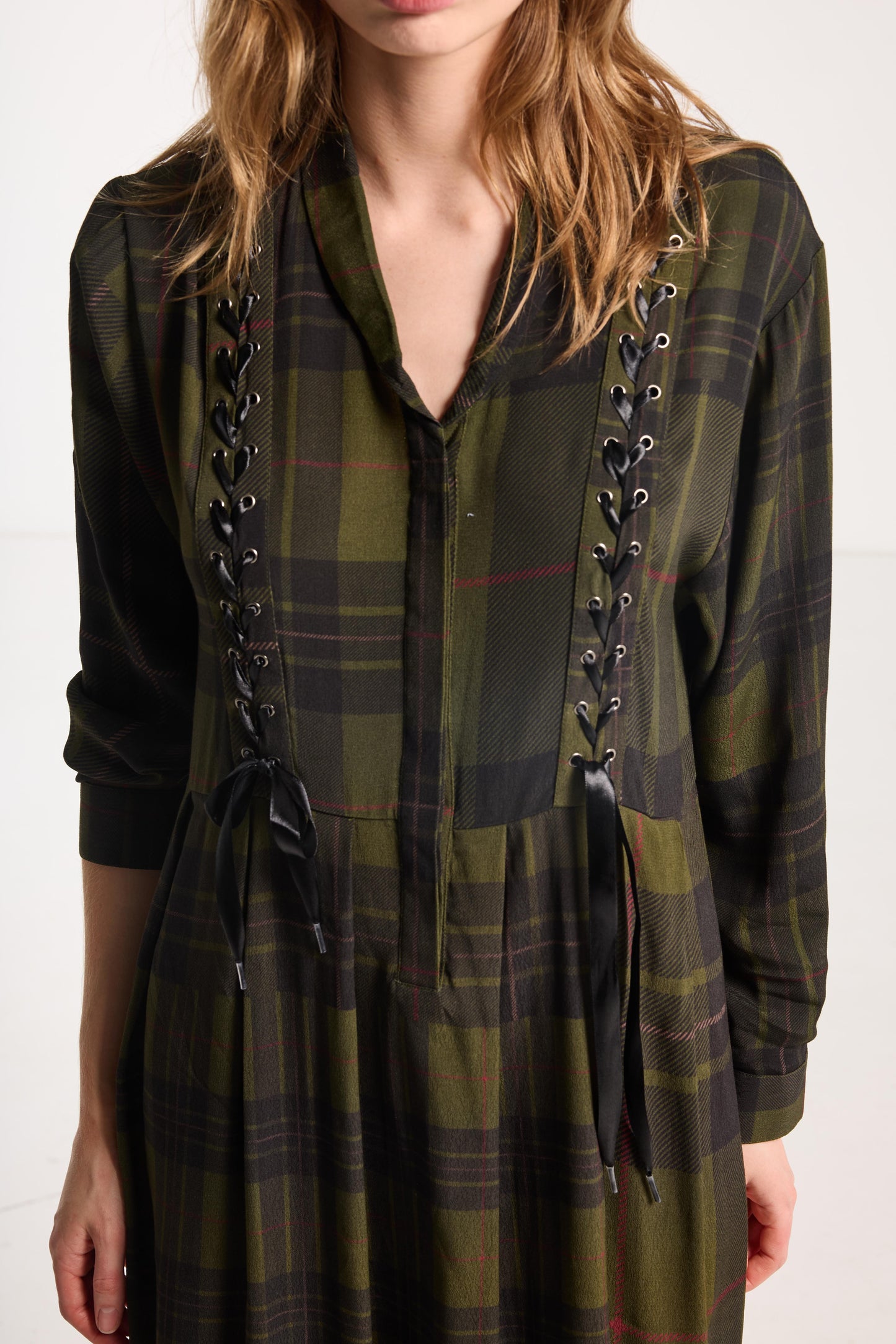 Boyfriend Dress - Forest Green Check