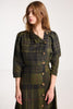 Beloved Button Dress - Forest Green Check Linen