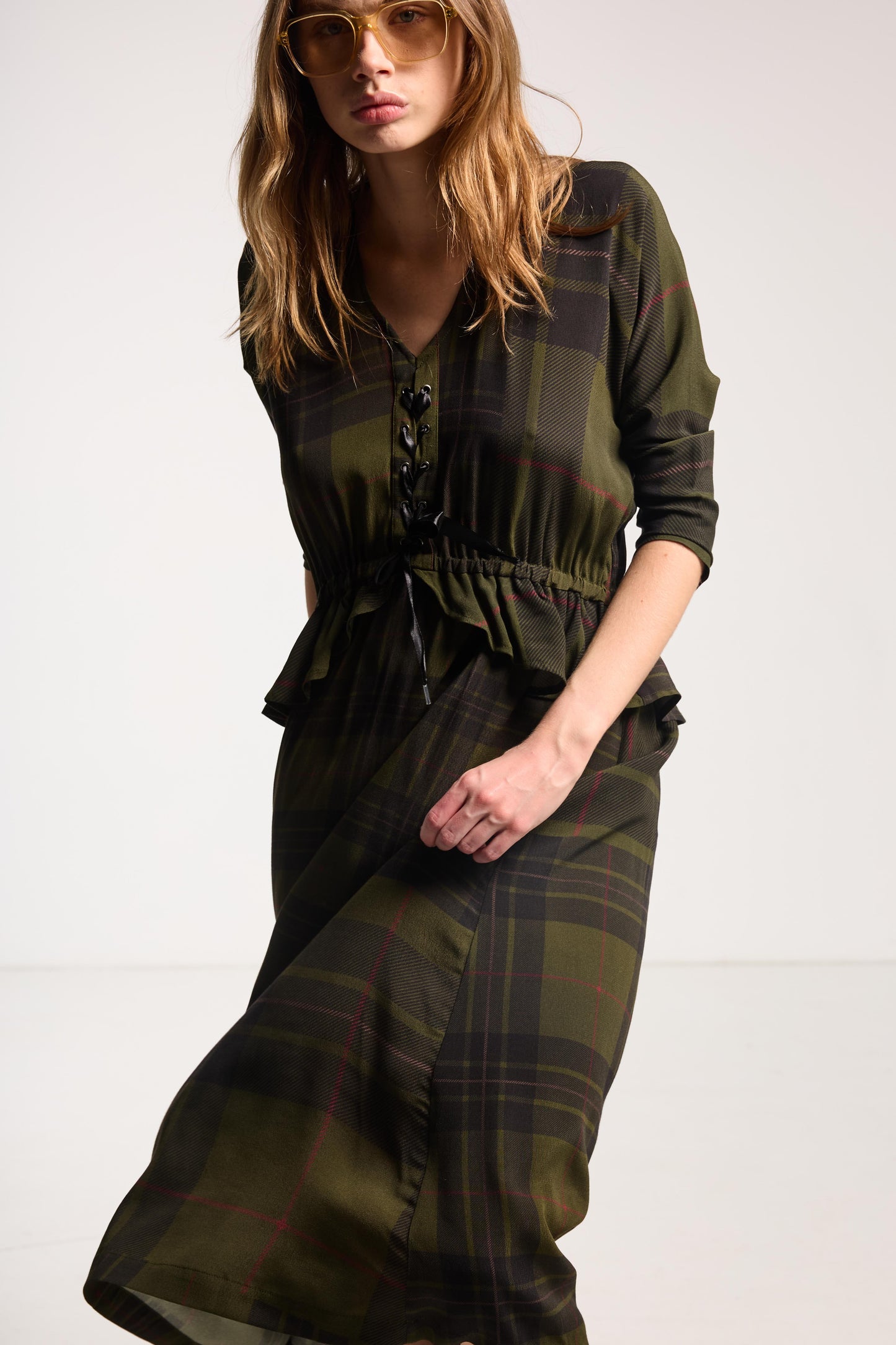 Valentine Dress - Forest Green Check