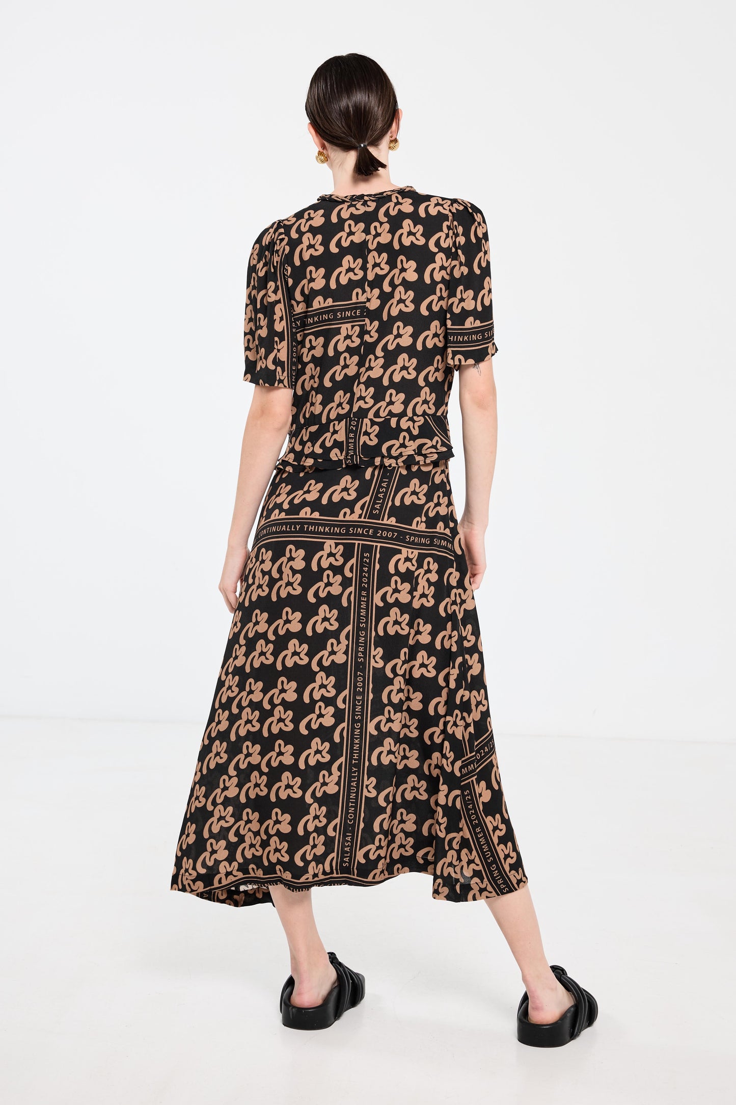 Plantation Dress - Beige Pop Palm