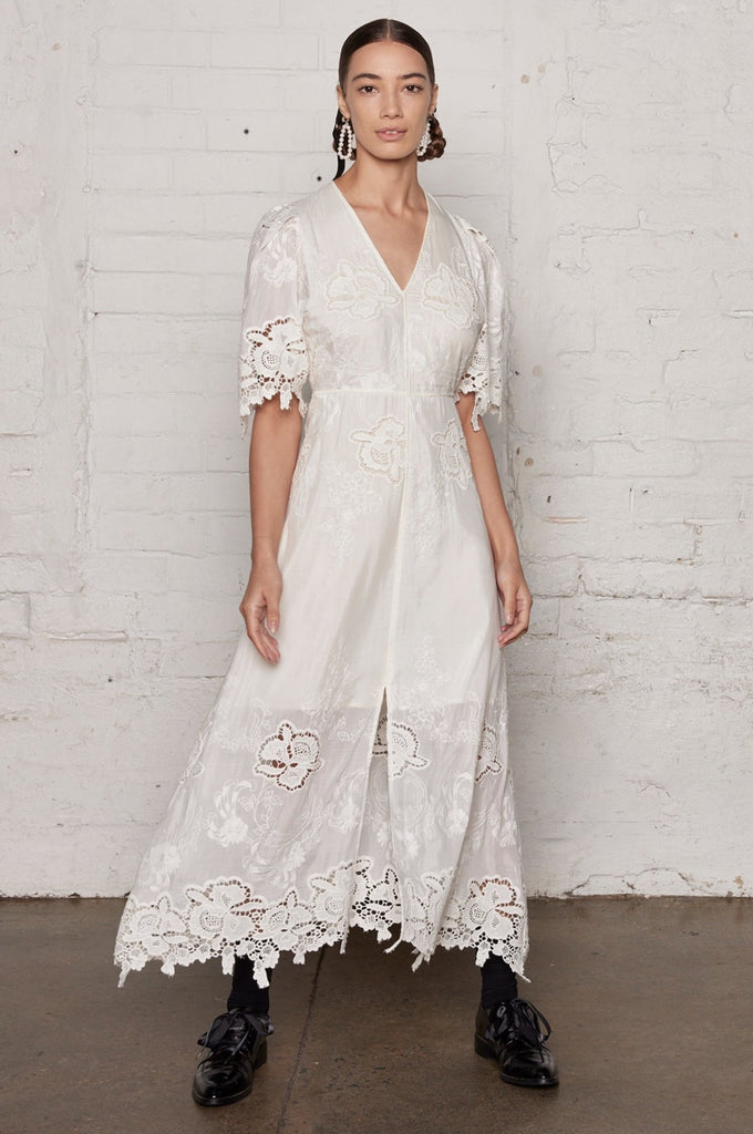 Beau monde dress - mid-length white lace dress