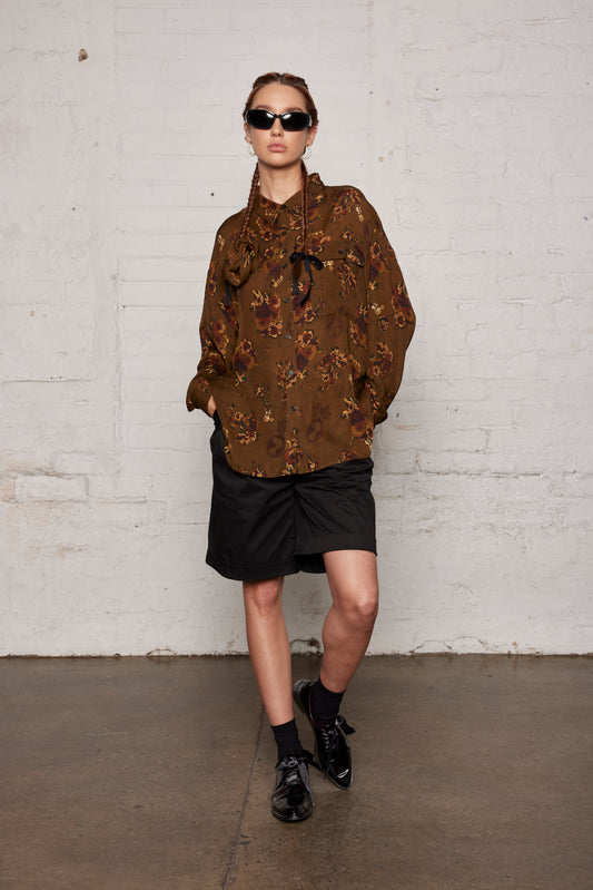 DREAMERS SHIRT UNISEX - COCOA ROSETTE SILK