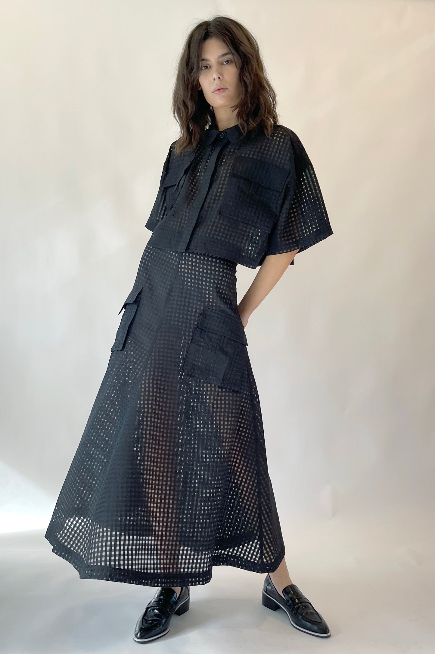 ASTRA SKIRT - BLACK GRID LACE