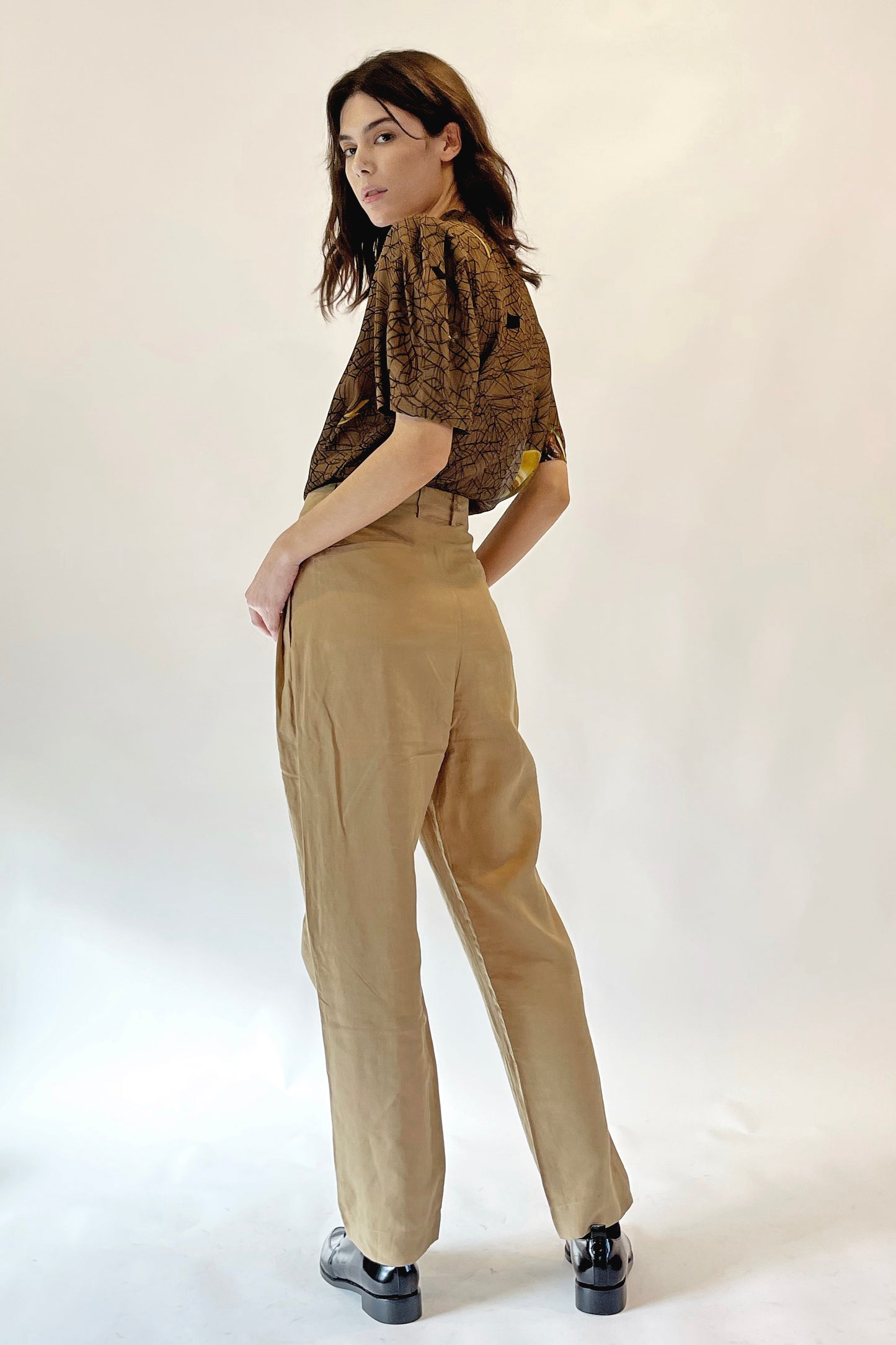 PLANET PANT - STONE LINEN SILK