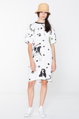 CREATURES TEE DRESS - WHITE CHAIN N HOUND PRINT