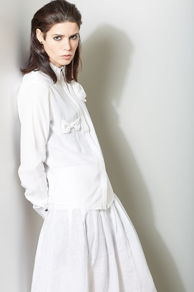 Rosette Blouse, Ivory