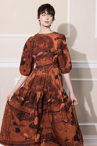 MOON GARDEN DRESS - REDWOOD PRINT
