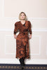 SERANADE SATURN DRESS REDWOOD PRINT SILK