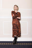 SERANADE SATURN DRESS REDWOOD PRINT SILK