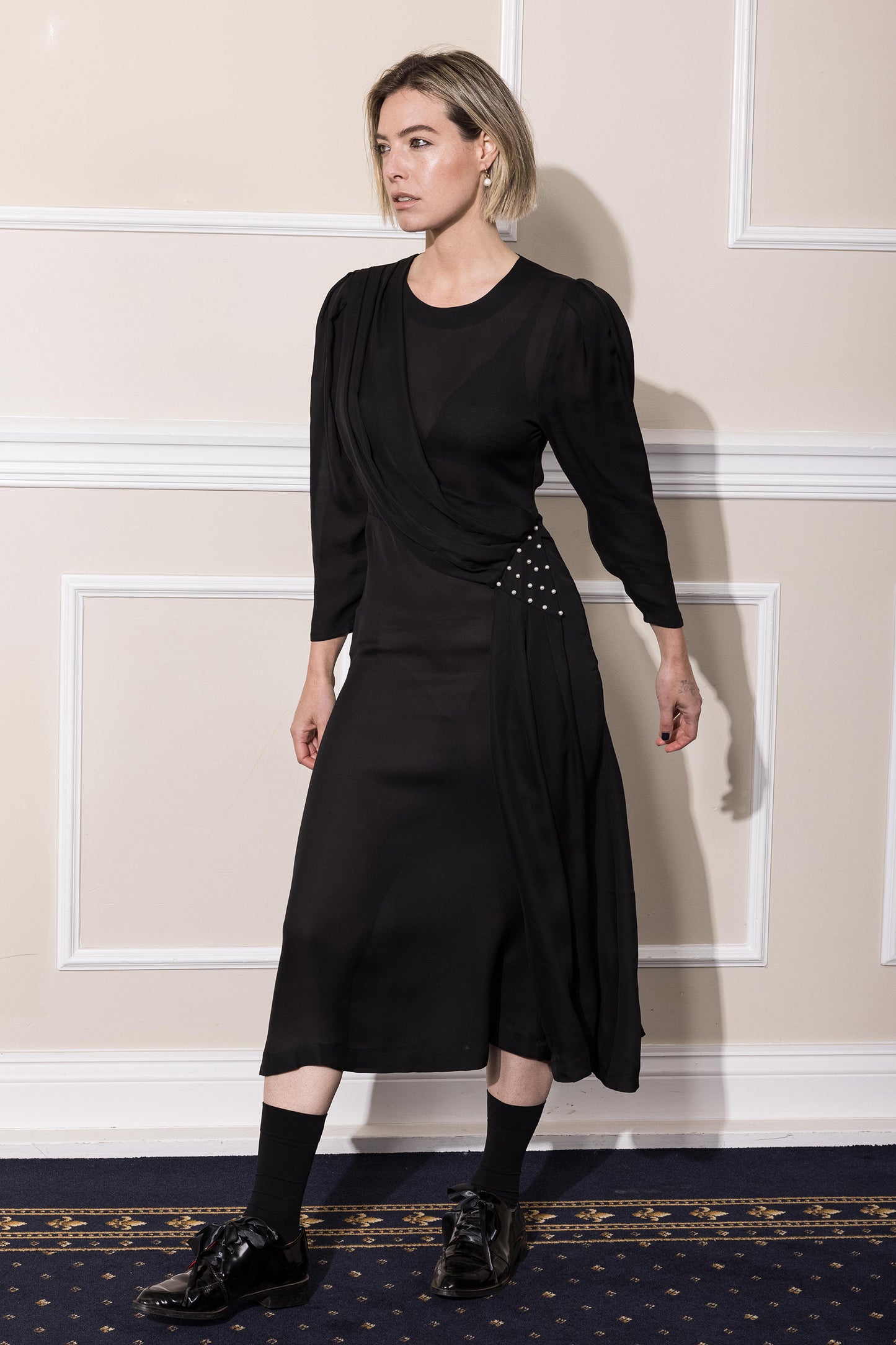 SERENADE SATURN DRESS BLACK SILK