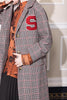 UFO WOOL COAT - GREY RED CHECK