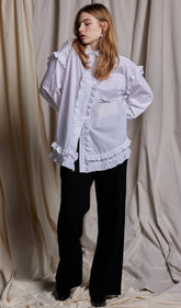 WHITE GLORIA BLOUSE - WHITE COTTON SATEEN