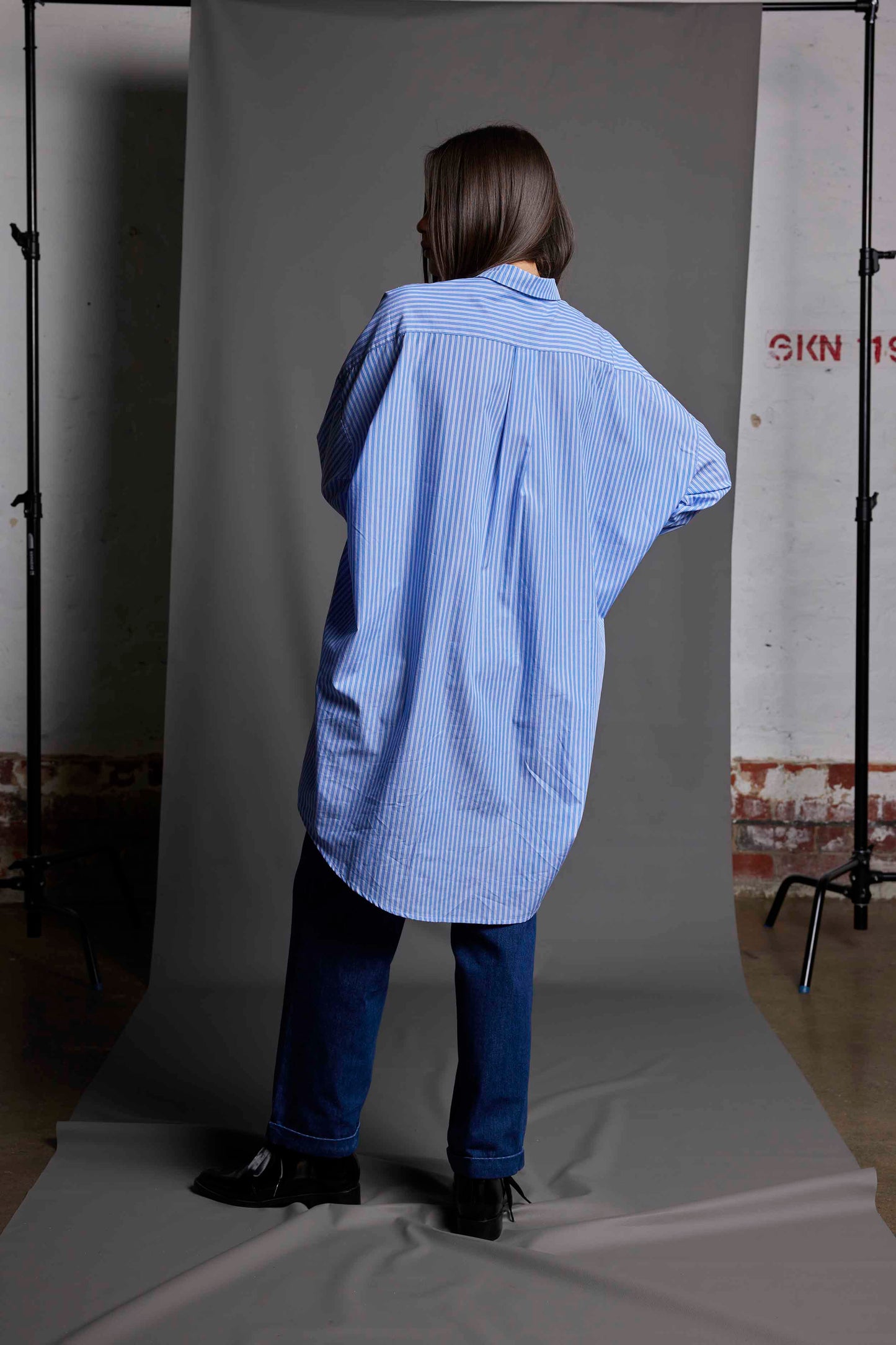 DREAMERS SHIRT DRESS - BLUE PINSTRIPE