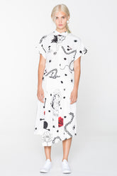 HOUSE DRESS - WHITE CHAIN N HOUND PRINT