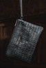 CLUTCH AND CARD HOLDER - BLACK ETHICAL CROC LEATHER
