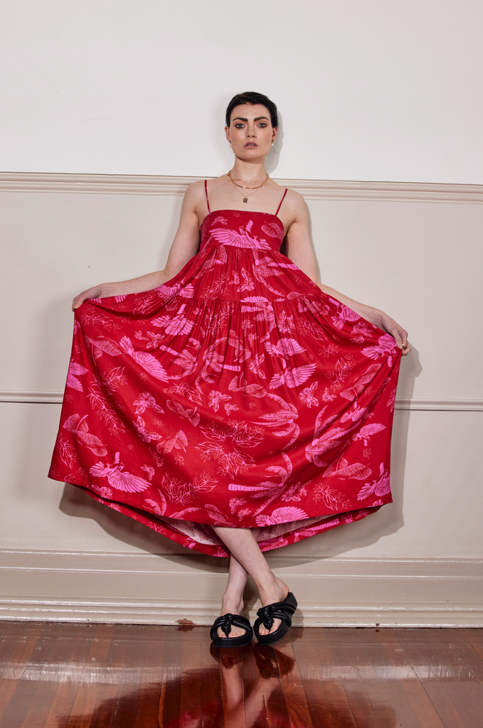 DANGEROUS HEARTS DRESS - PINK ISLE PRINT