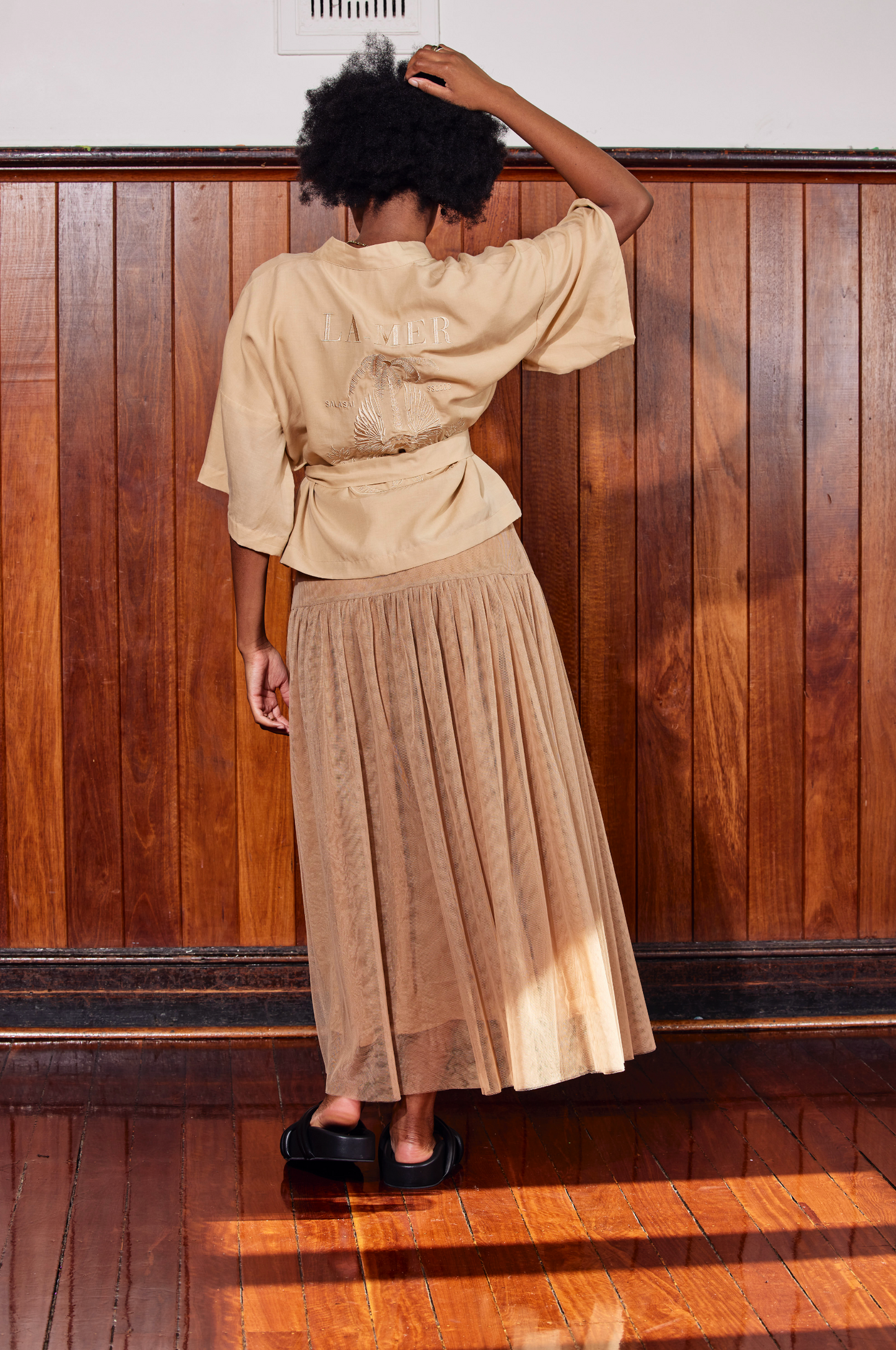 ISLAND TULLE SKIRT - BEIGE