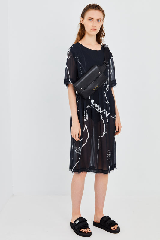 PAINTED PAST TIME DRESS, Black print