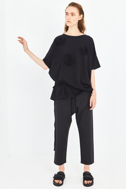 RAW FLOWER TEE, BLACK