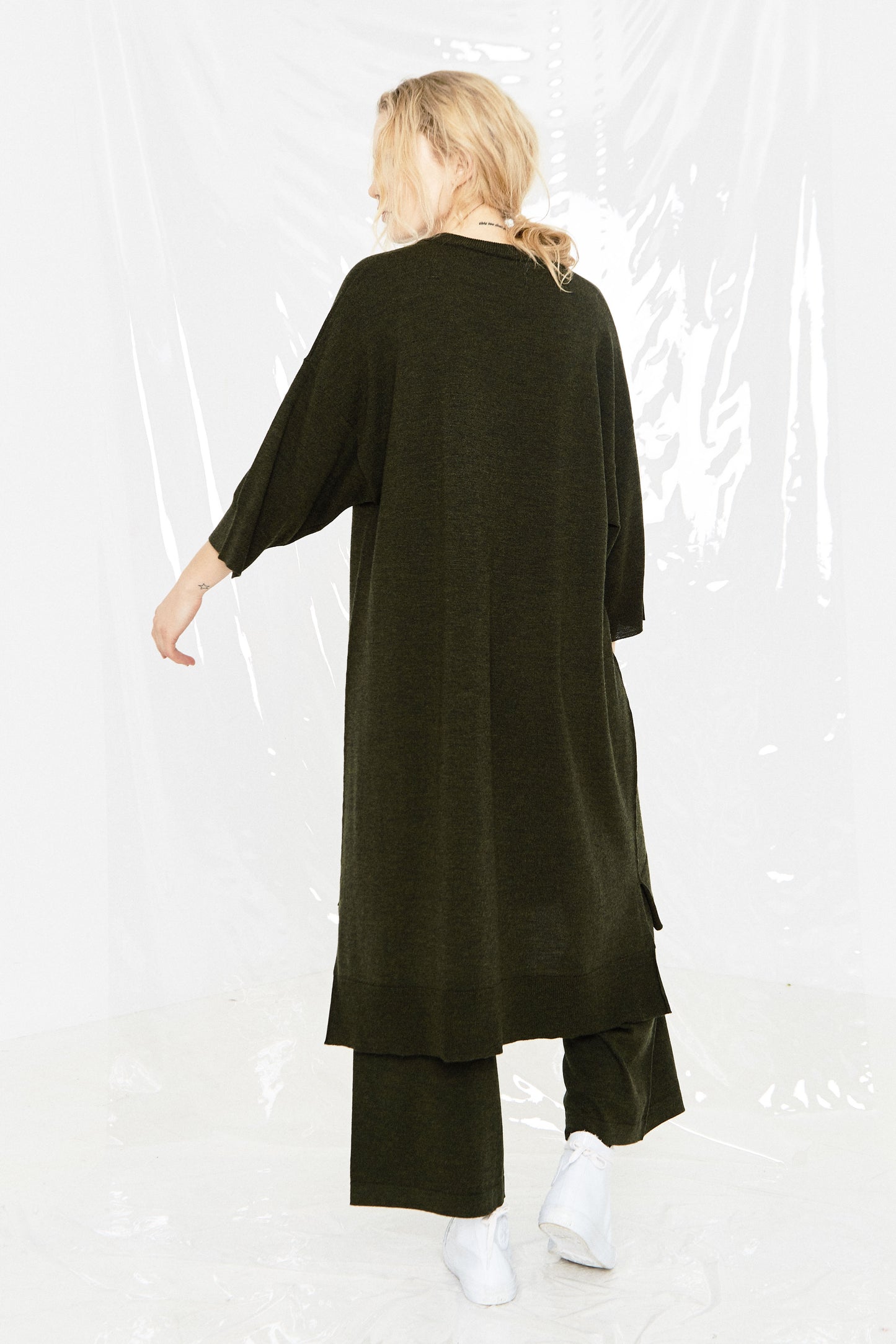 LEISURE KNIT T DRESS - KHAKI