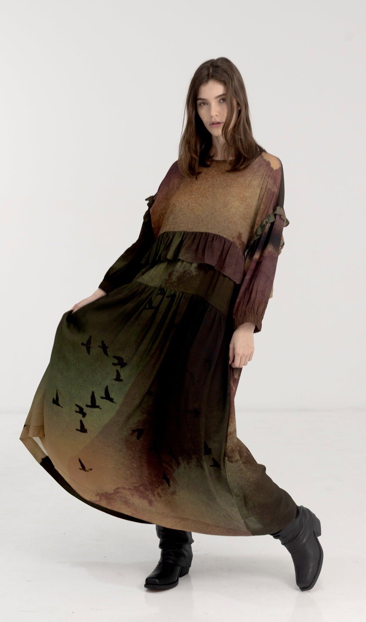 Shadow Dress - Rainbird Print