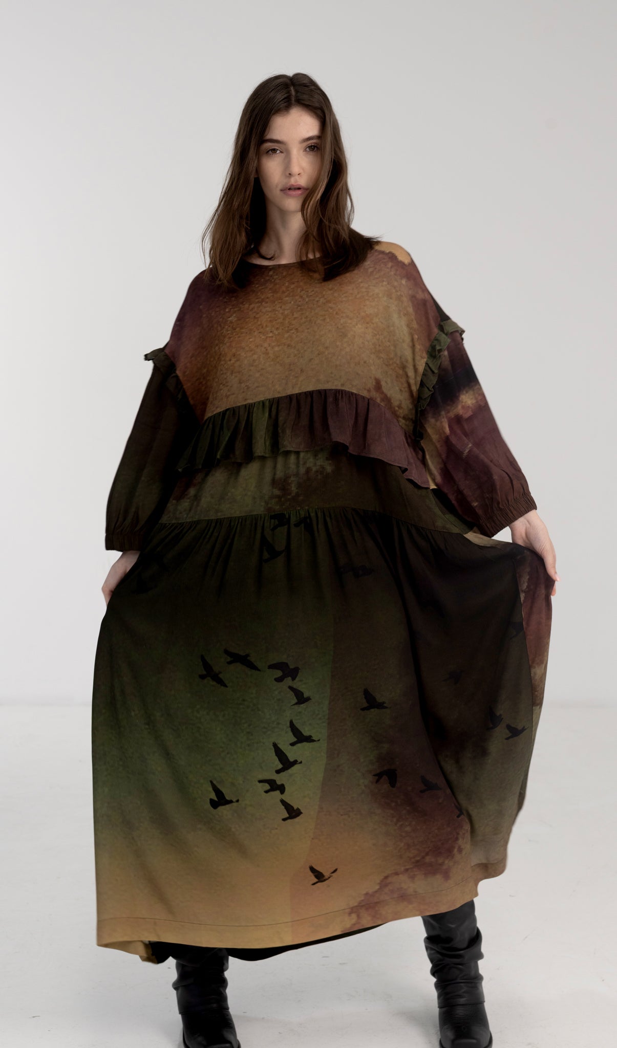 Shadow Dress - Rainbird Print