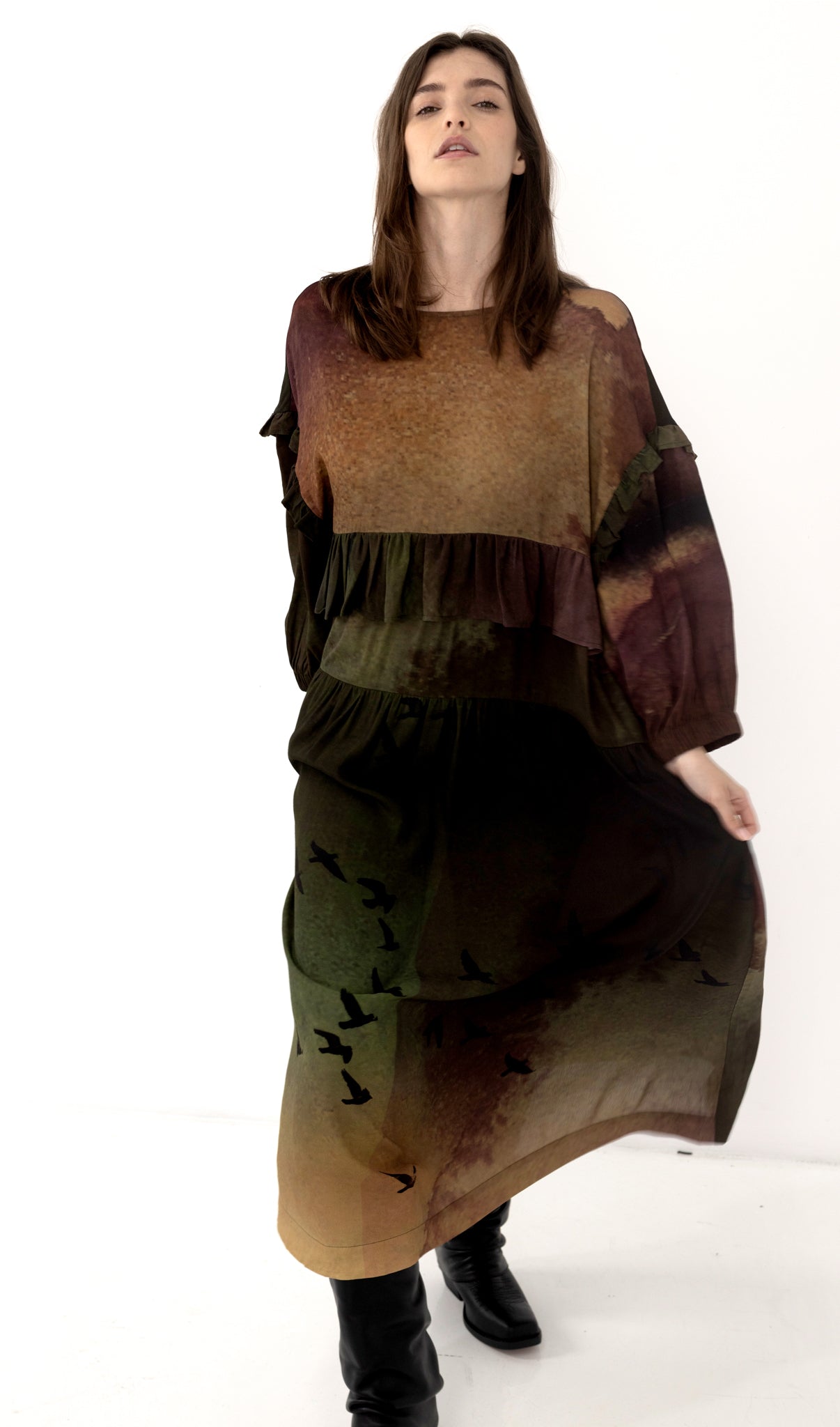 Shadow Dress - Rainbird Print