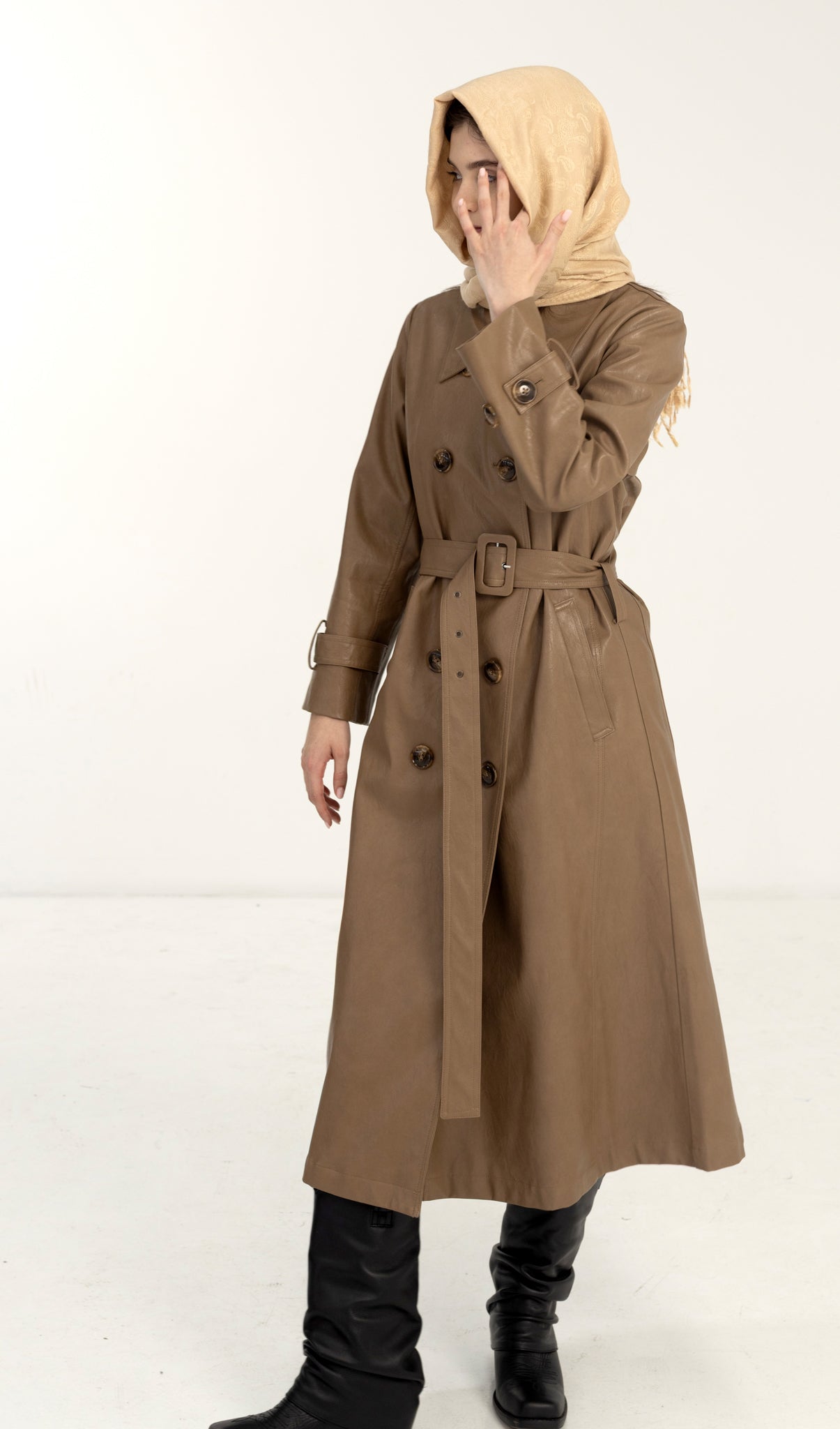 Salasai Trench -  Coffee Vegan Leather