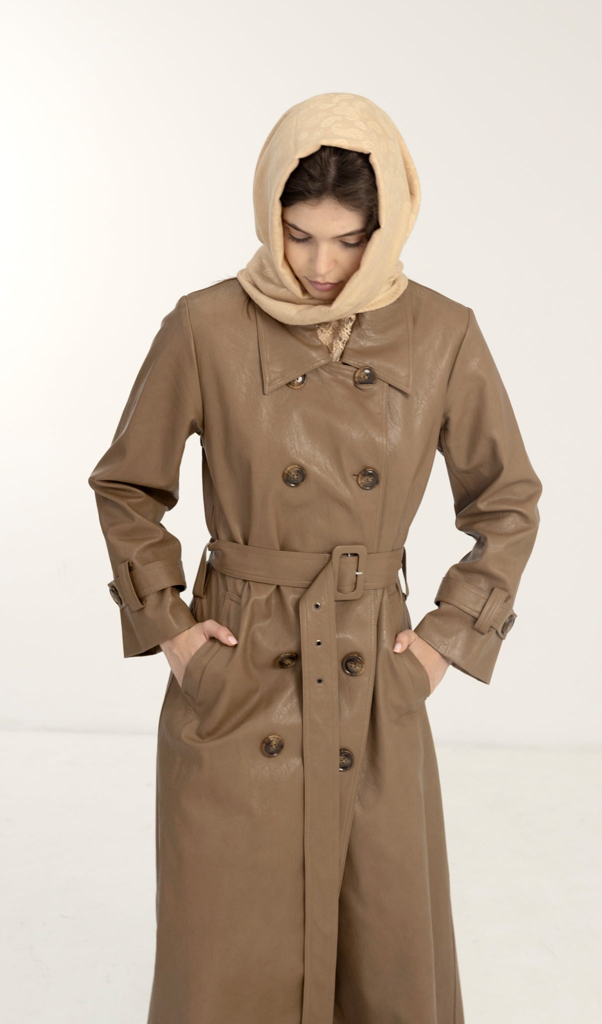 Salasai Trench -  Coffee Vegan Leather