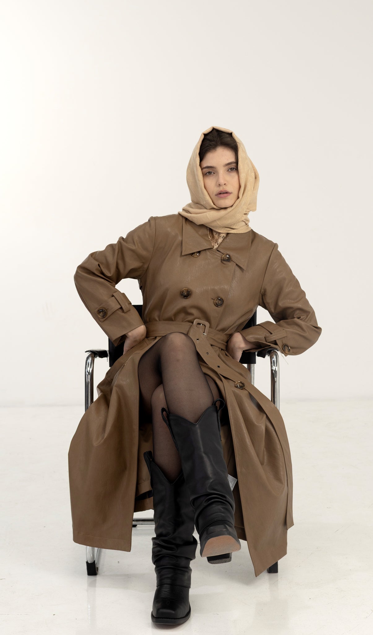 Salasai Trench -  Coffee Vegan Leather