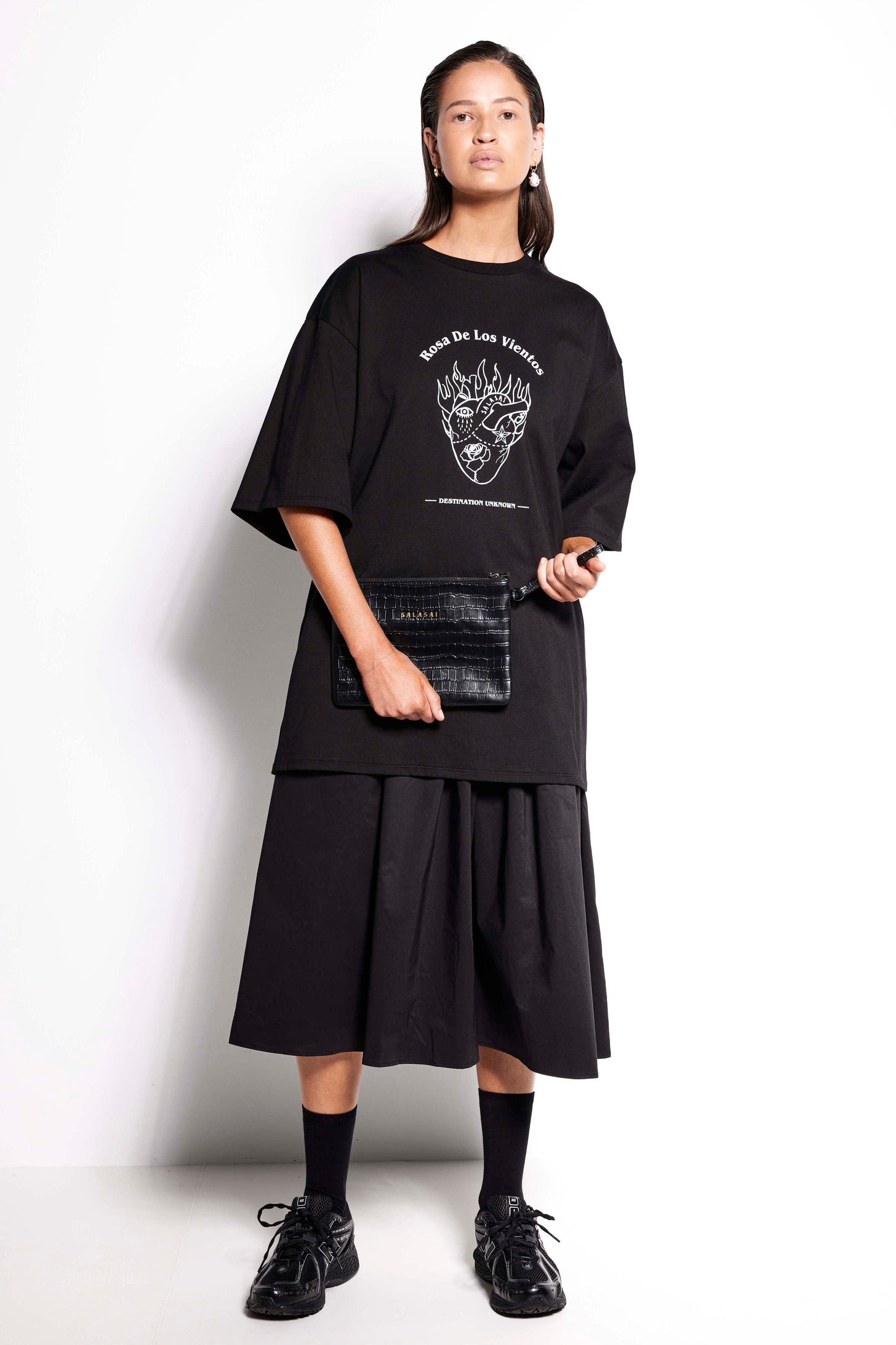 Rosa De Los Vents Unisex Tee - Black with discharged print