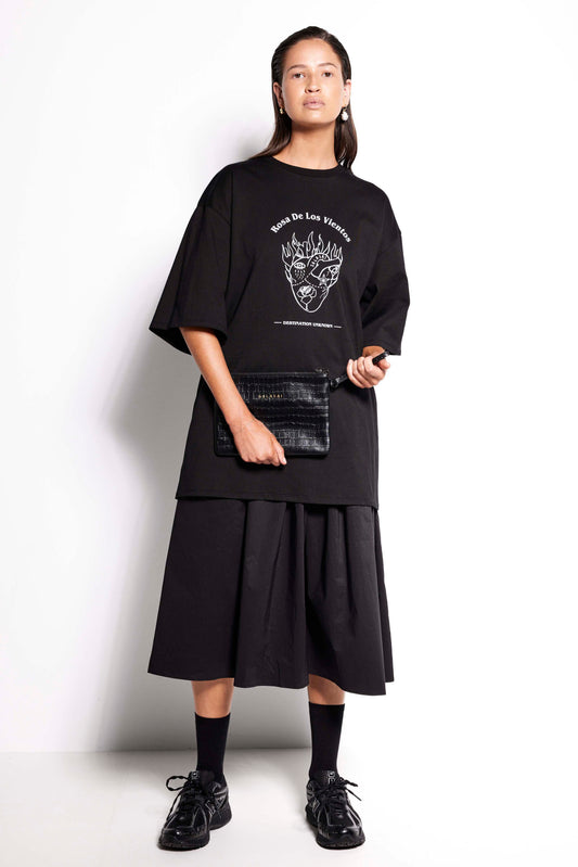Rosa De Los Vents Unisex Tee - Black with discharged print