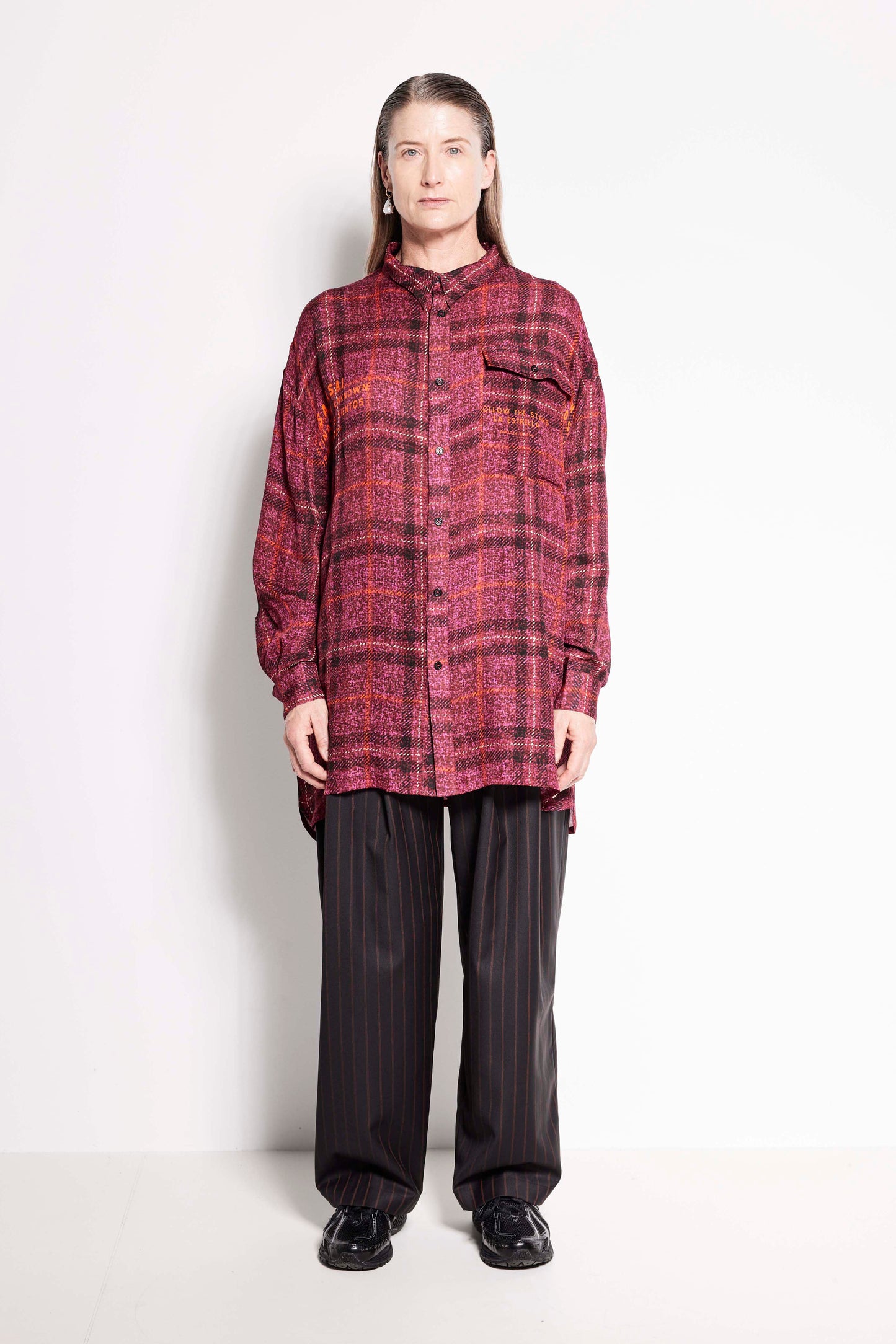 Compass Rose Shirt - Unisex button up shirt in pink check print