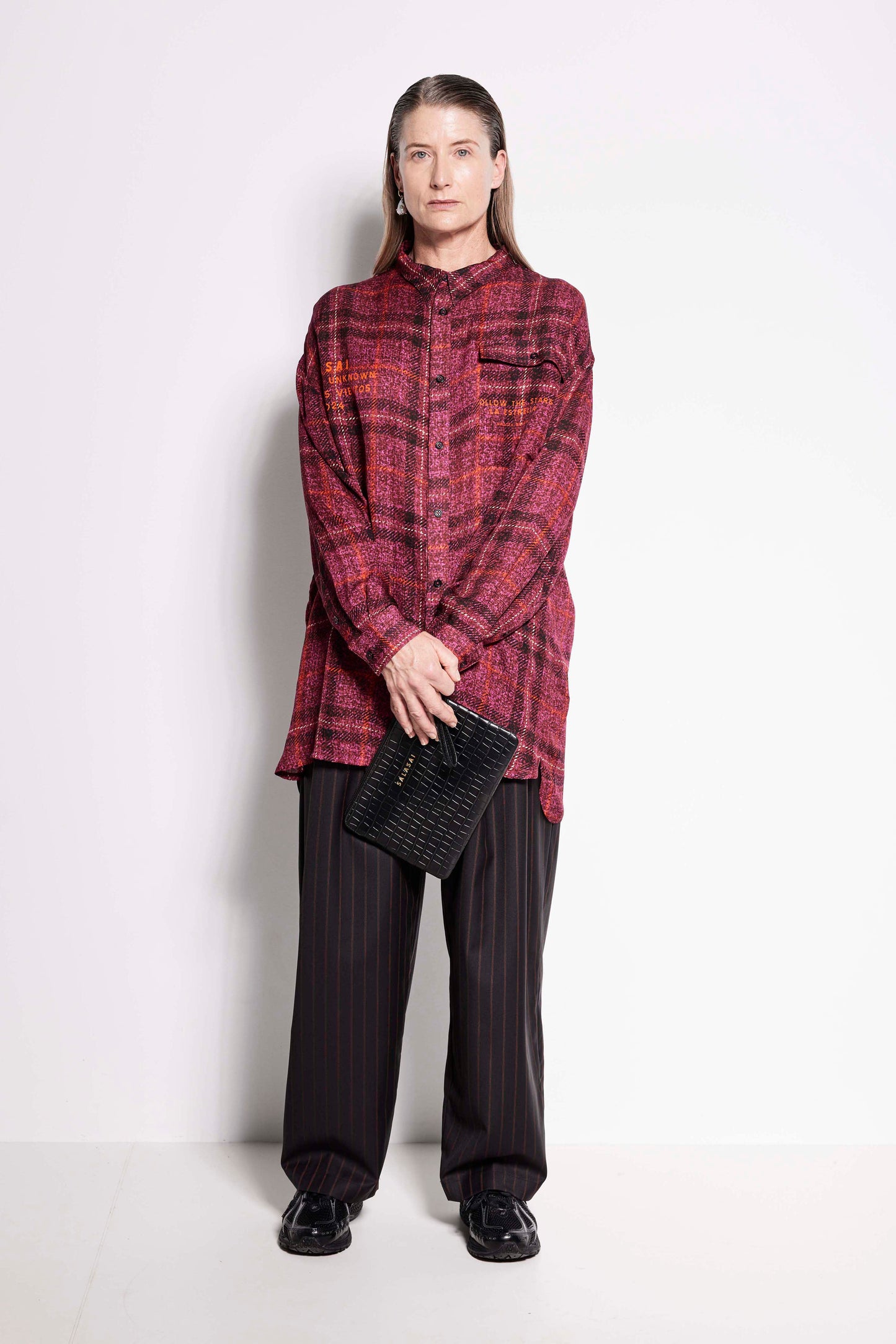 Compass Rose Shirt - Unisex button up shirt in pink check print