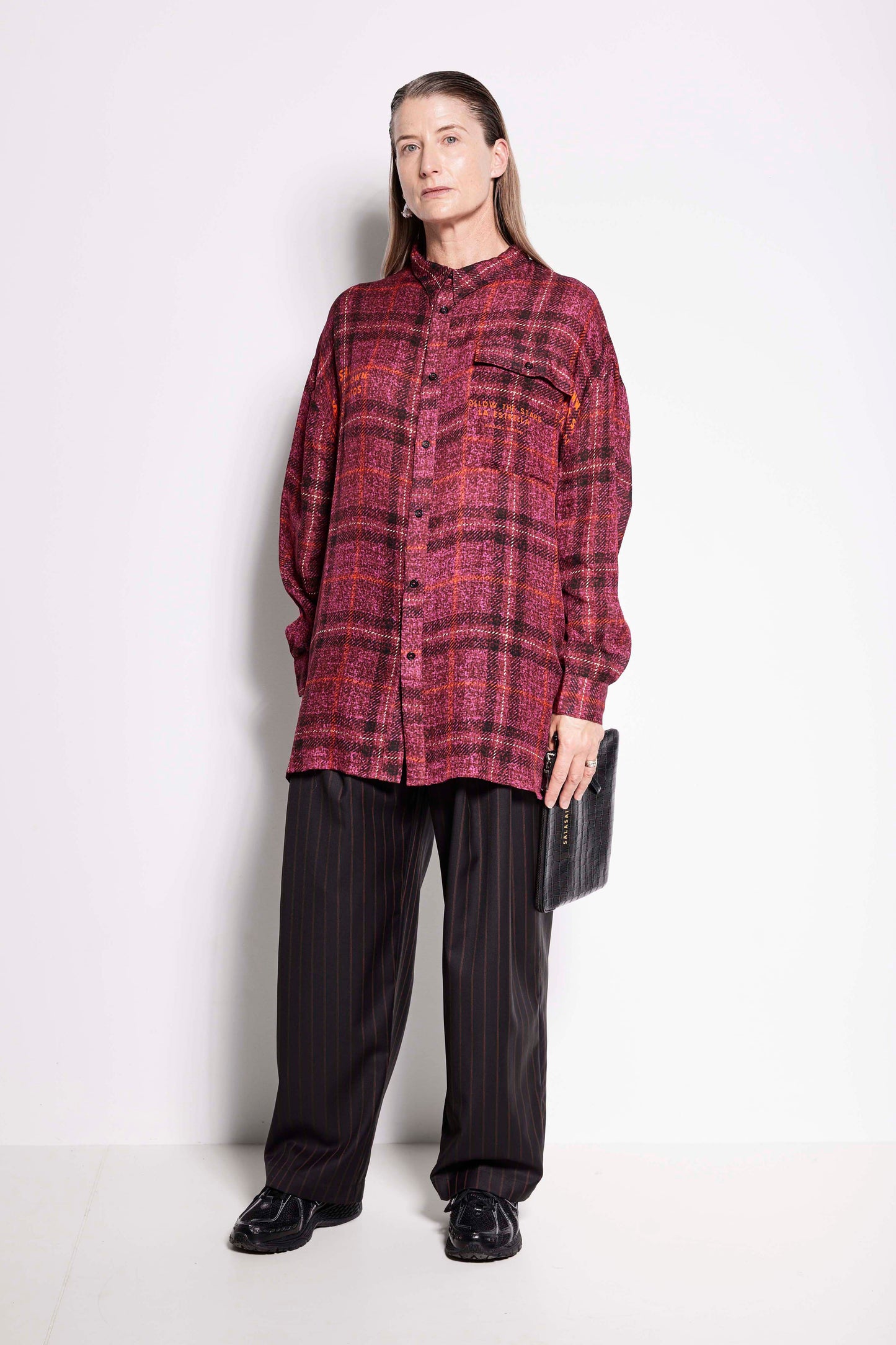 Compass Rose Shirt - Unisex button up shirt in pink check print