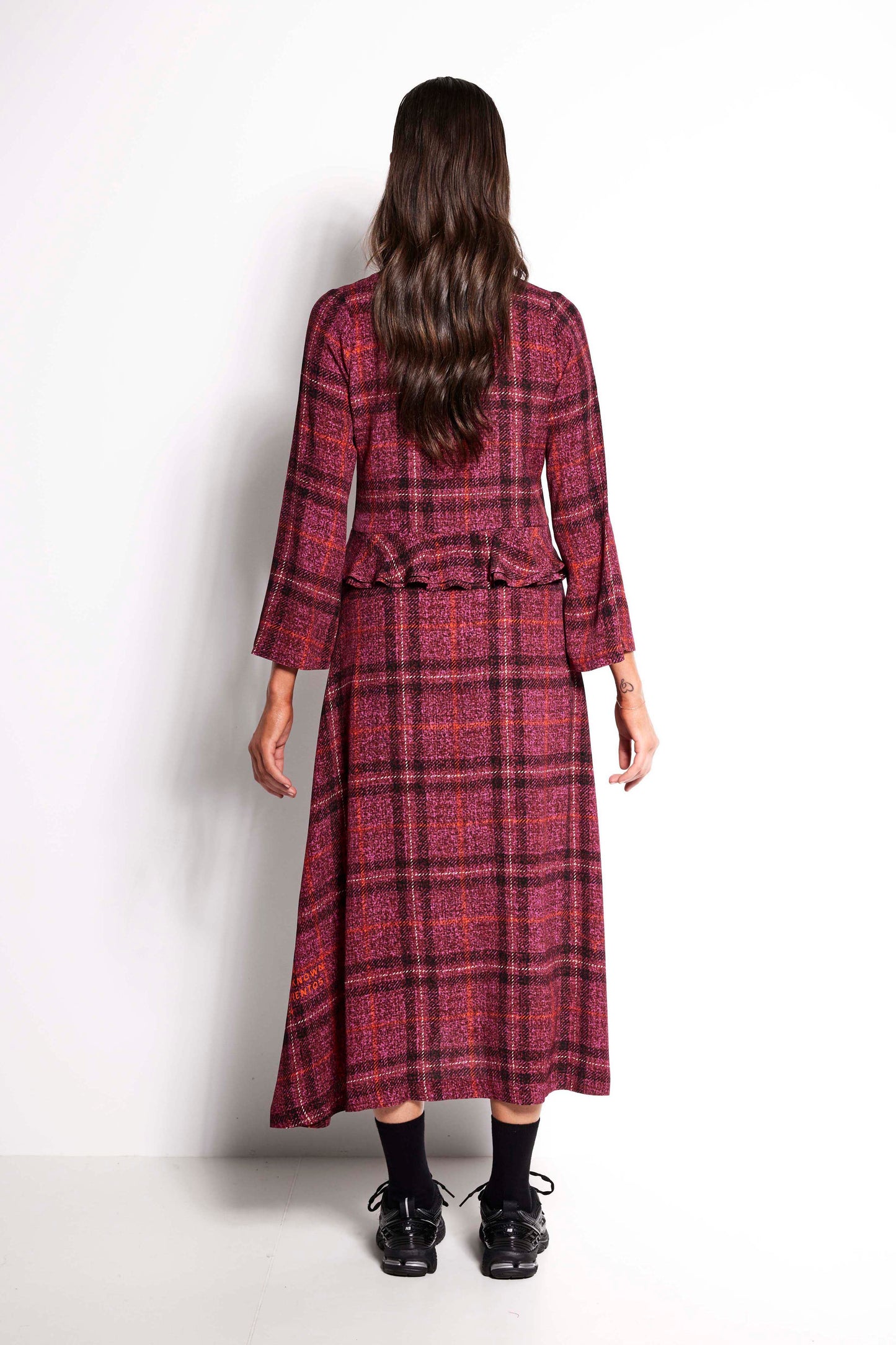 Bow Tie Dress - Full length V-neck flute sleeve dress