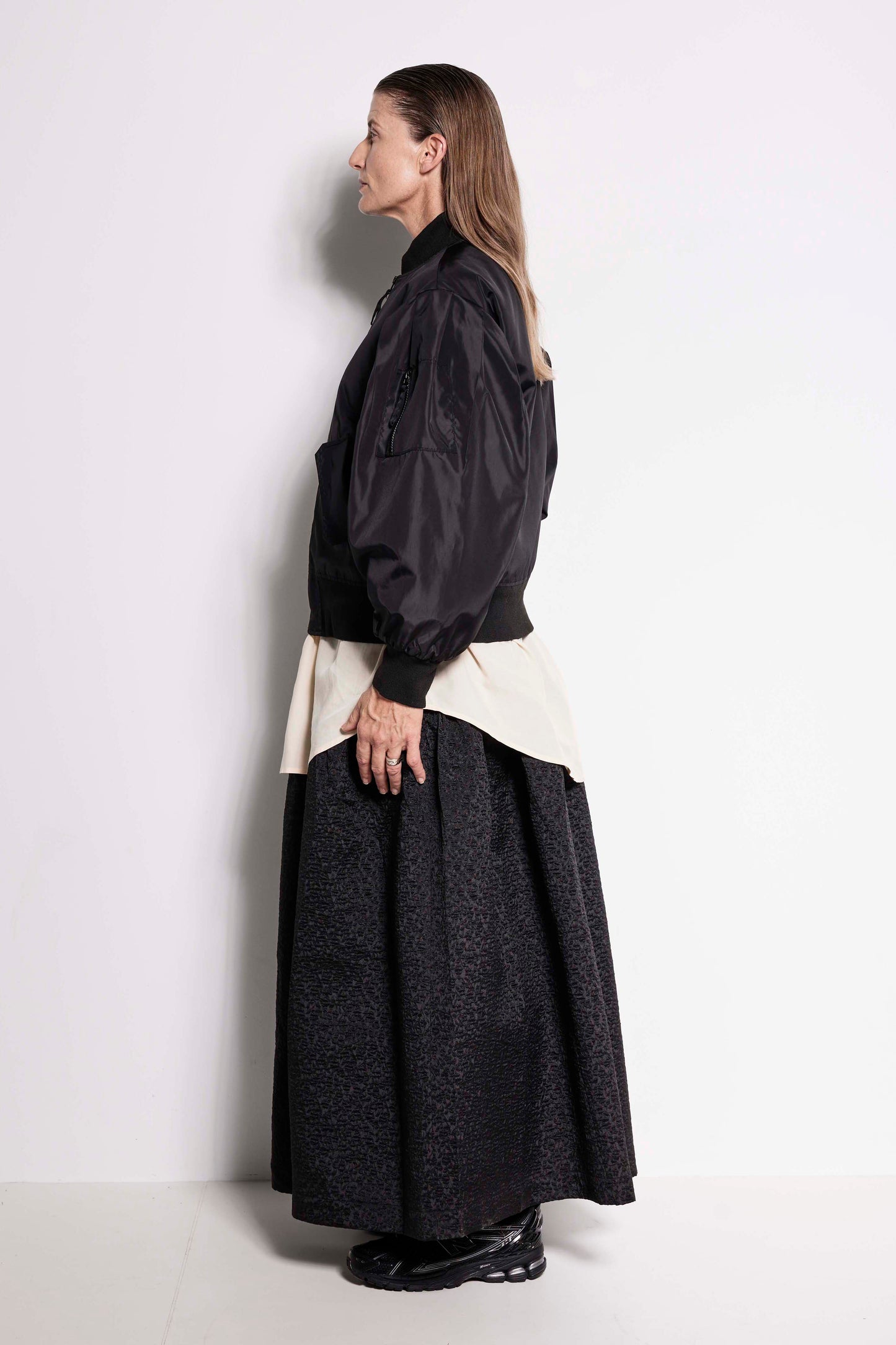 North Star Bomber Jacket - Black bomber jacket with billowy sleeves