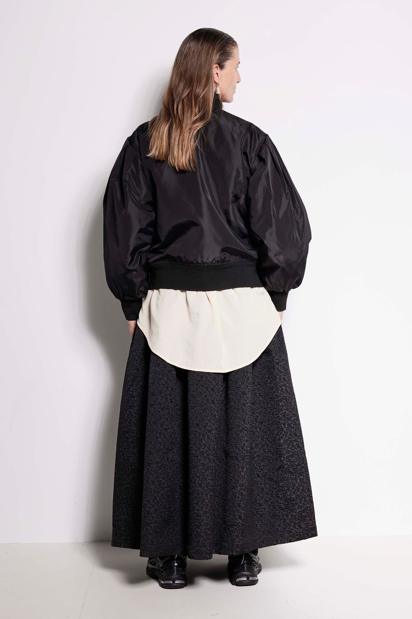 North Star Bomber Jacket - Black bomber jacket with billowy sleeves