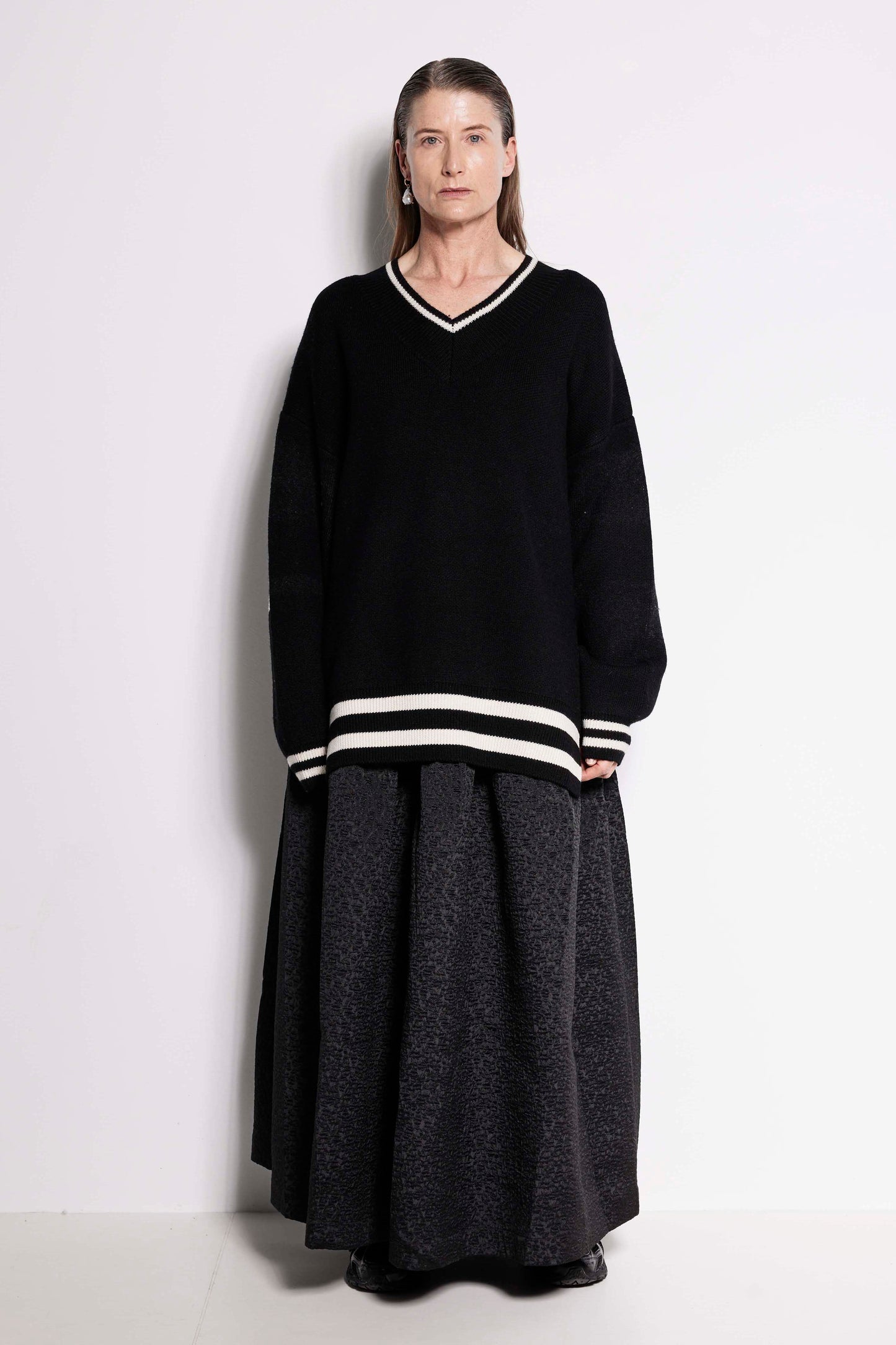 Salasai Script Jumper - Black Merino wool with Salasai script