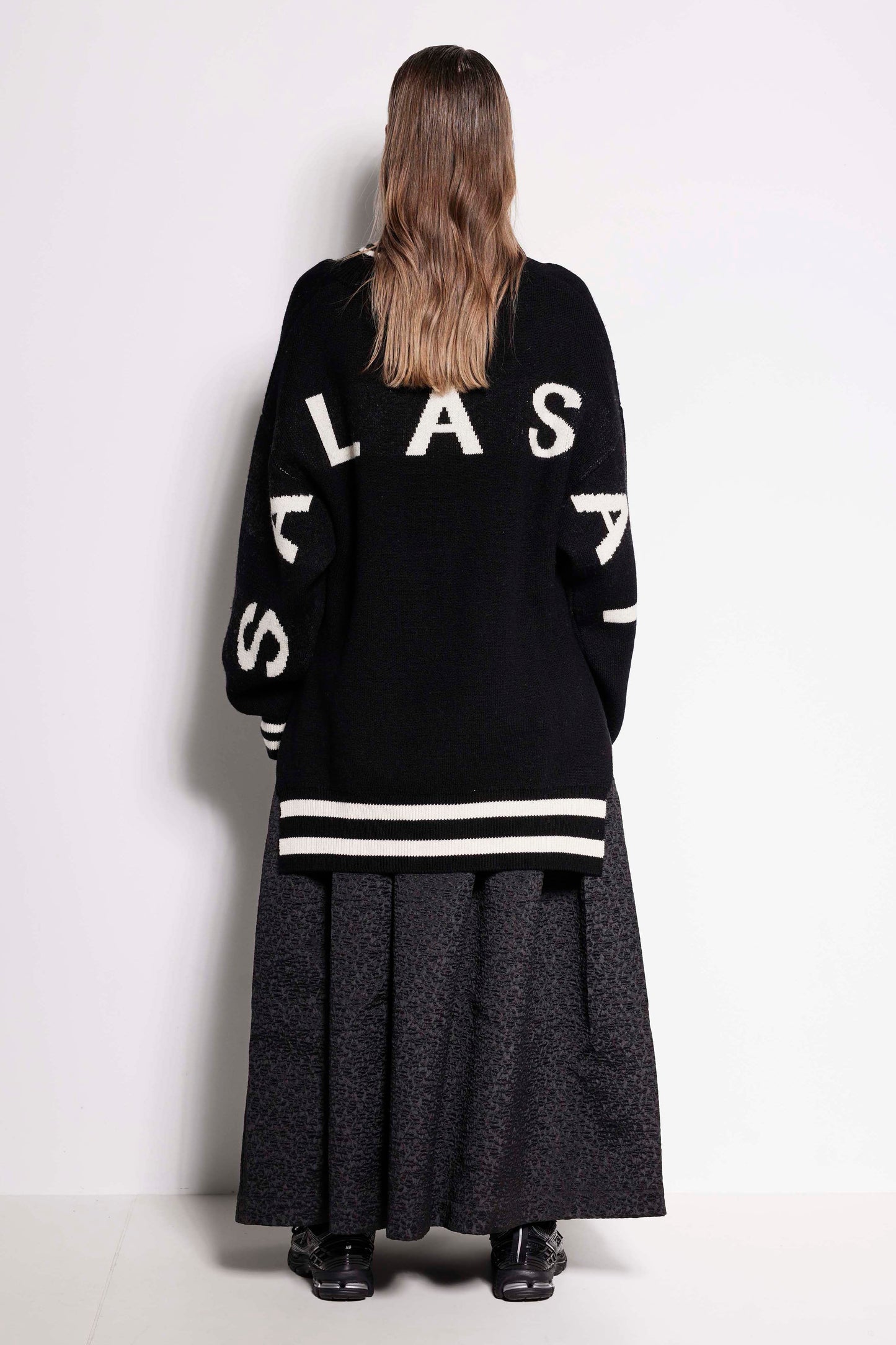 Salasai Script Jumper - Black Merino wool with Salasai script