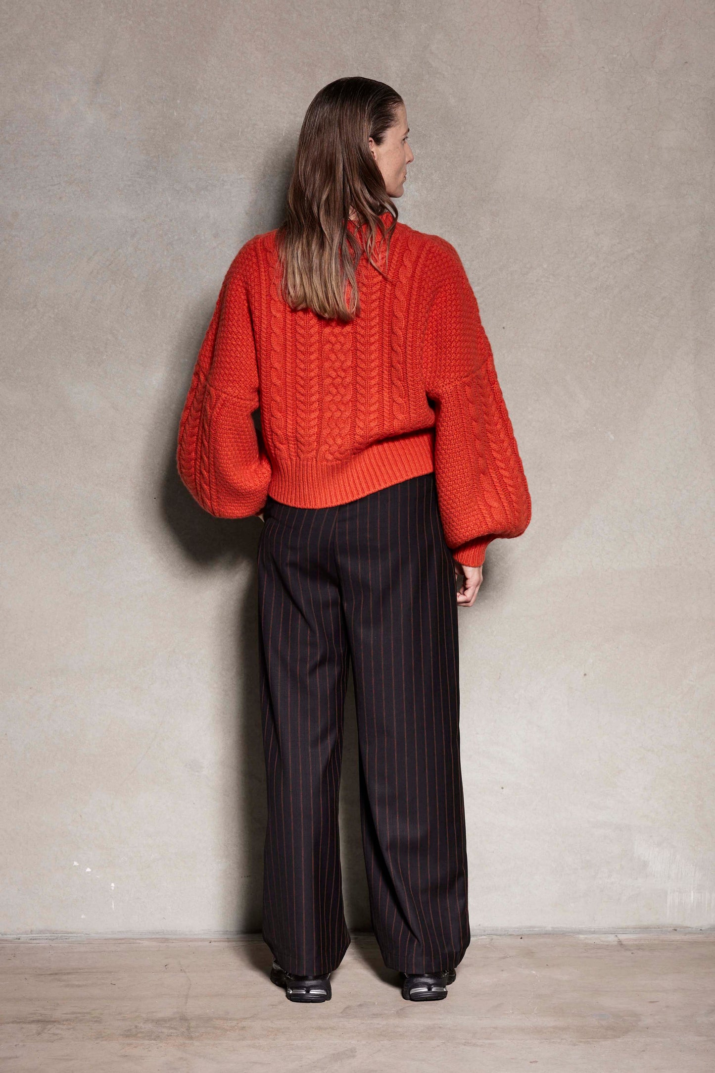 Cable S Jumper - Red fire chunky wool knit jumper