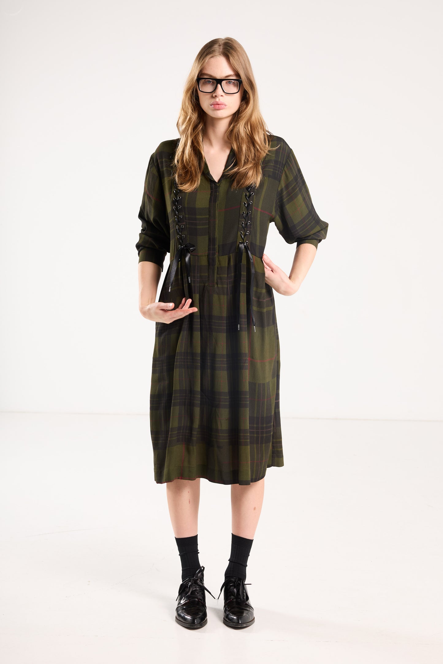 Boyfriend Dress - Forest Green Check